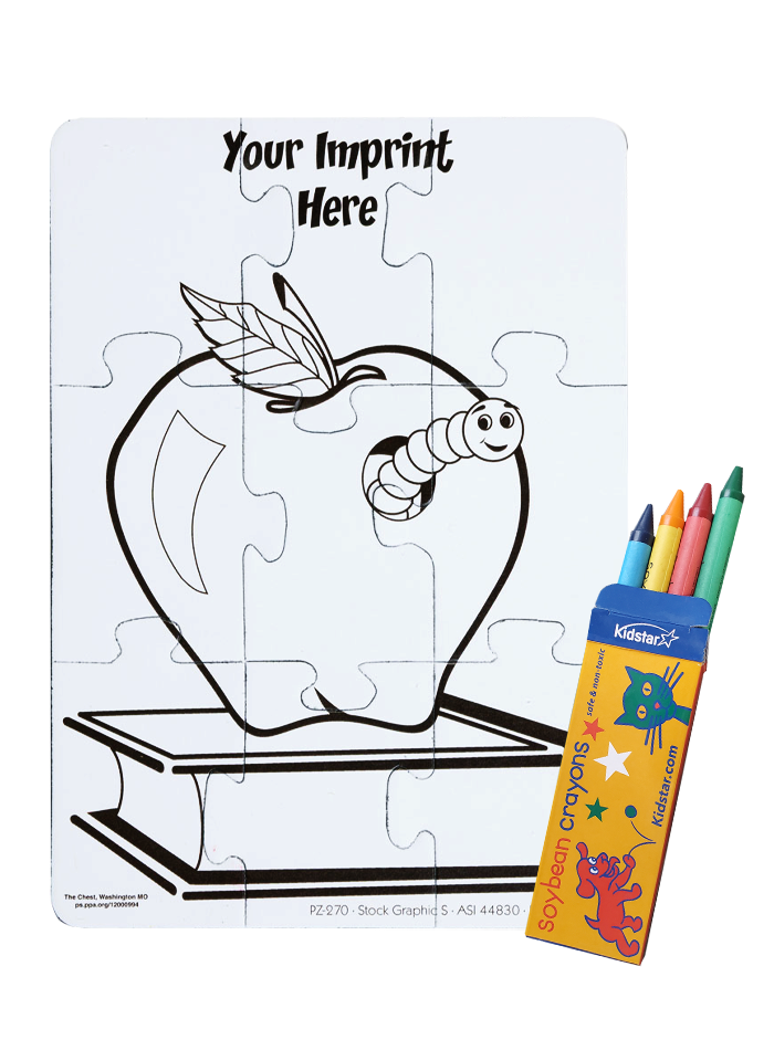 9 Pieces - 5" x 7" Coloring Puzzle - Bookworm 2