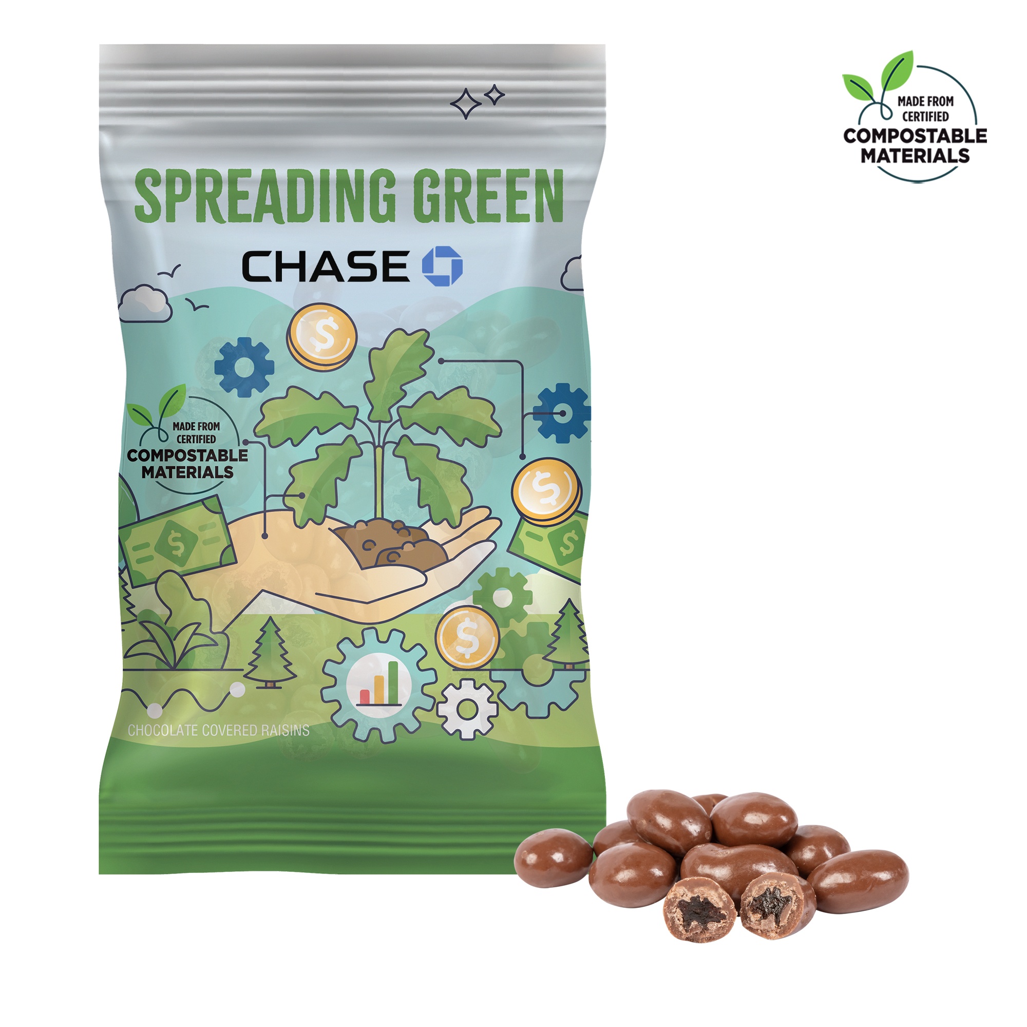 4oz. ECO-Digibag, Compostable & Full Color, Chocolate Raisins 2