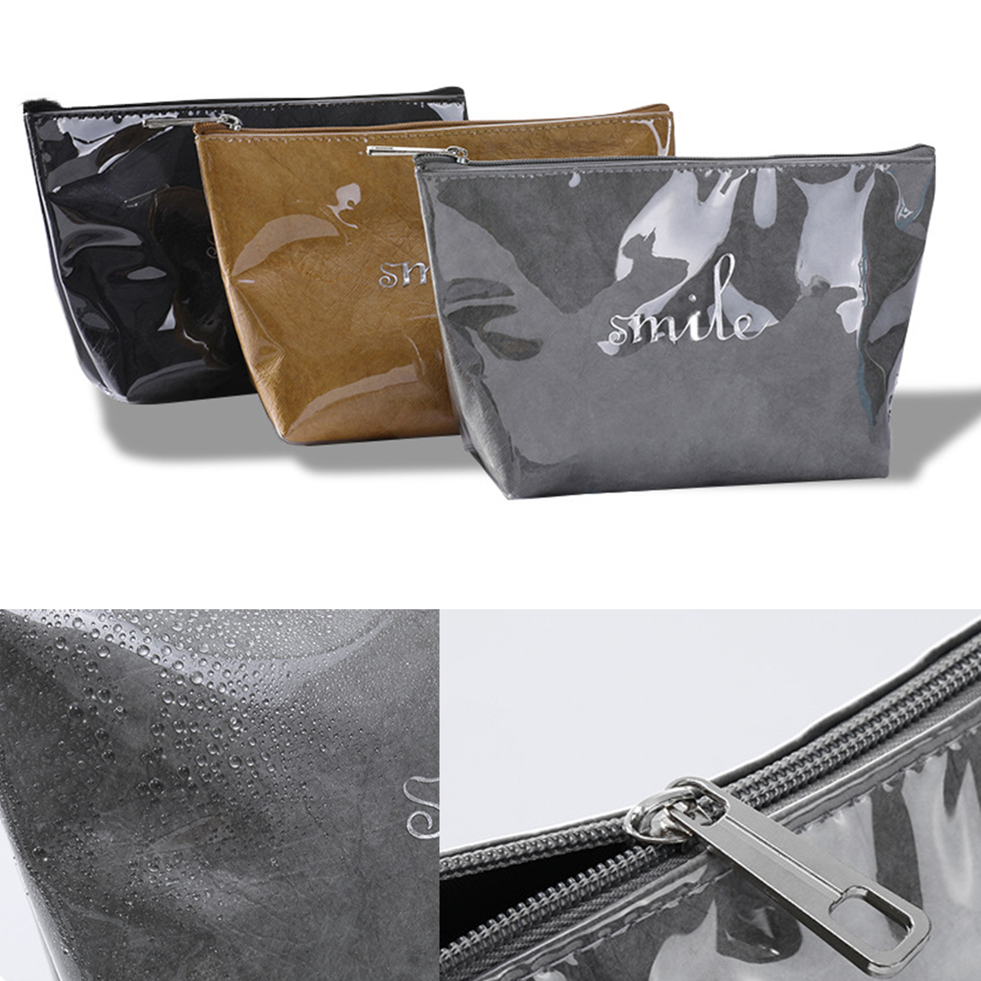 Washable TPU DuPont Paper Bag Makeup Zipper Pouch 5