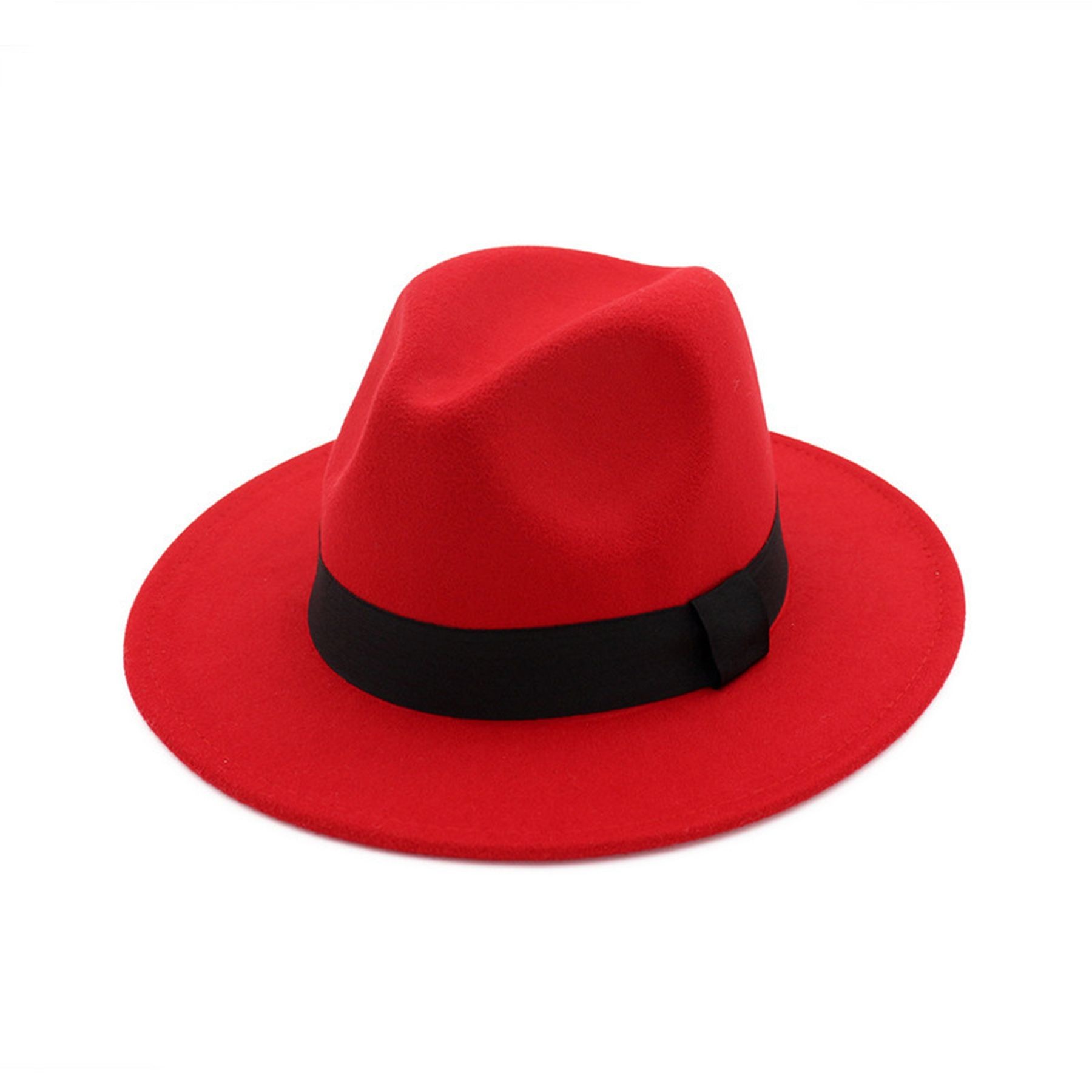 Classic Wide Brim Wool Felt Panama Fedora Hat Jaze Cap 16
