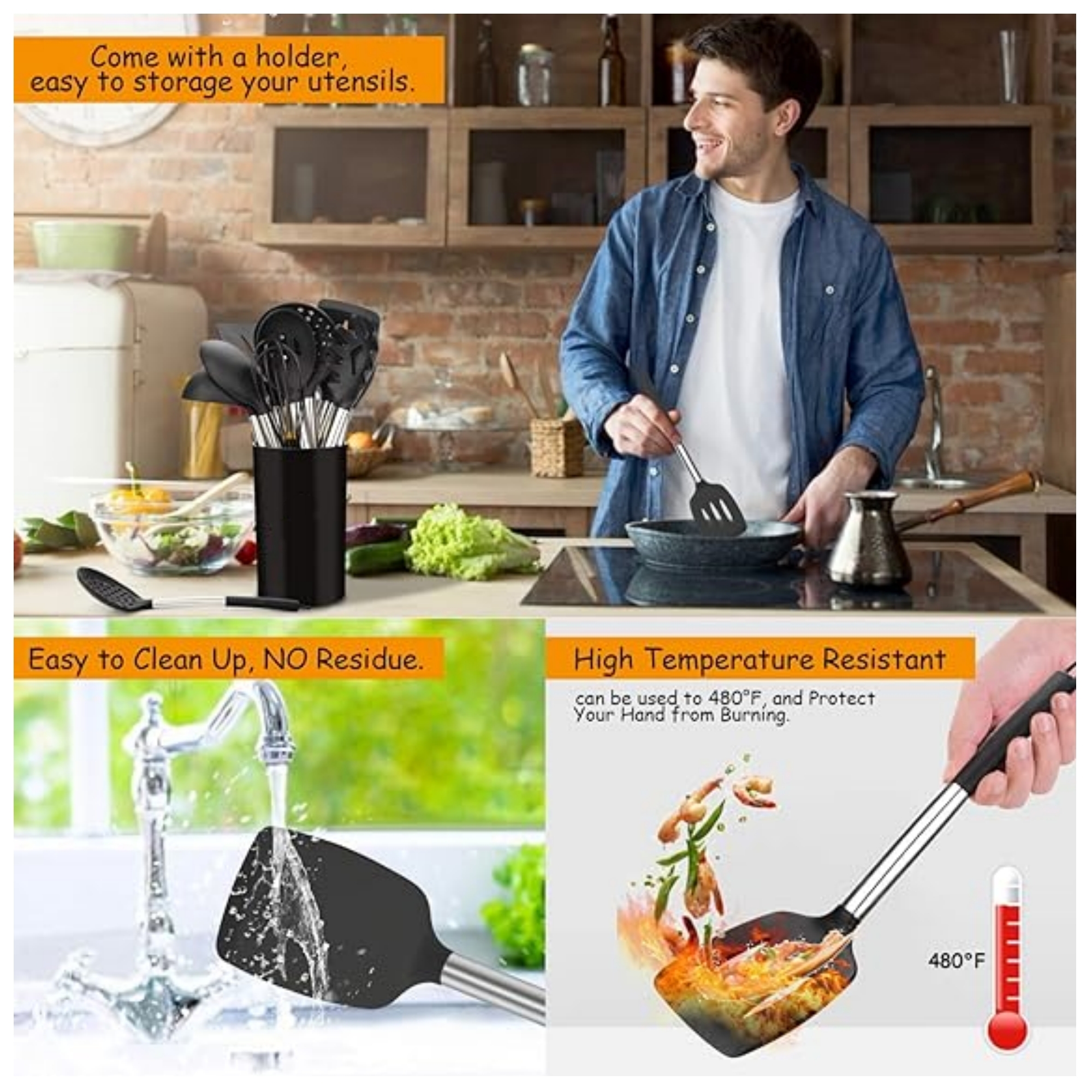 15 Pcs Silicone Kitchen Utensils Set 5