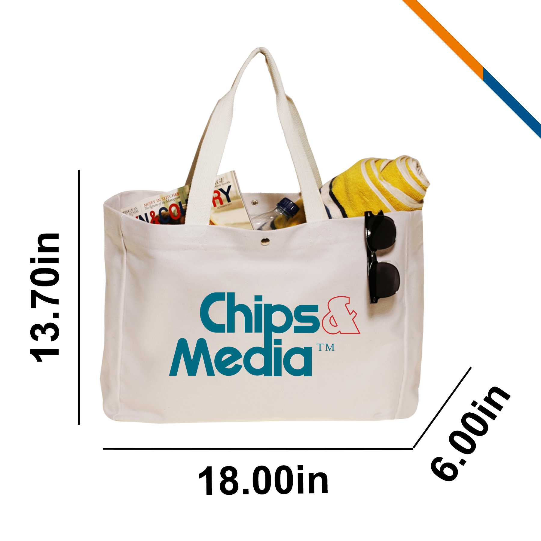 Hyden Cotton Tote Bag, custom tote bag with logo imprint 3