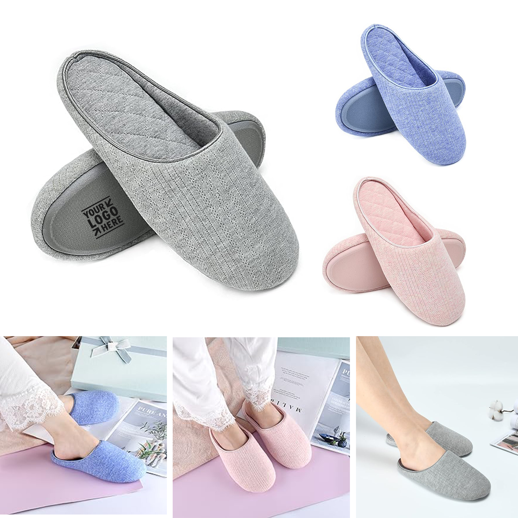 Womens Bedroom Lightweight Indoor Soft Cozy Memory Foam Cotton House Slippers