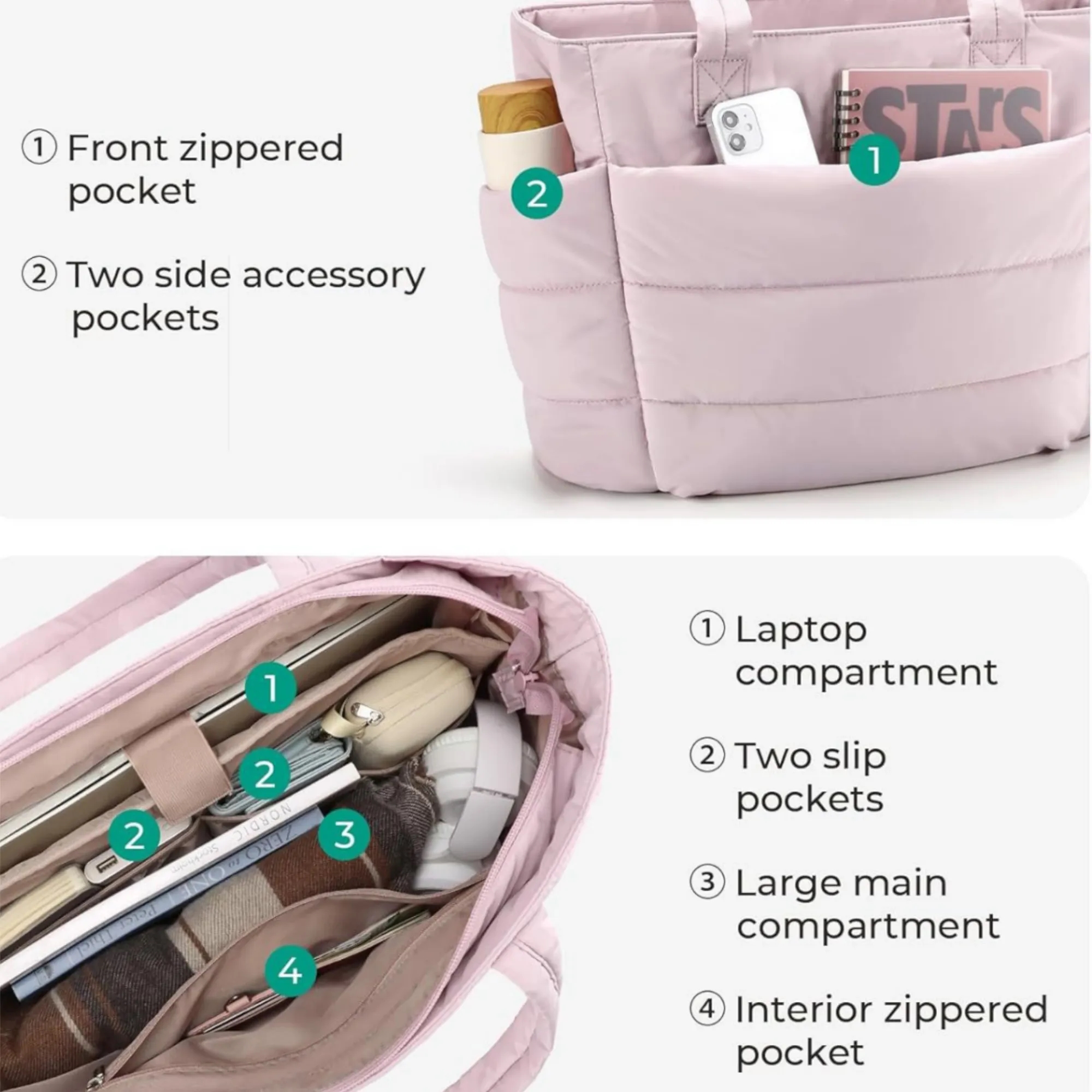 Travel Toiletry Bag Lightweight Puffer Tote Handbag 2
