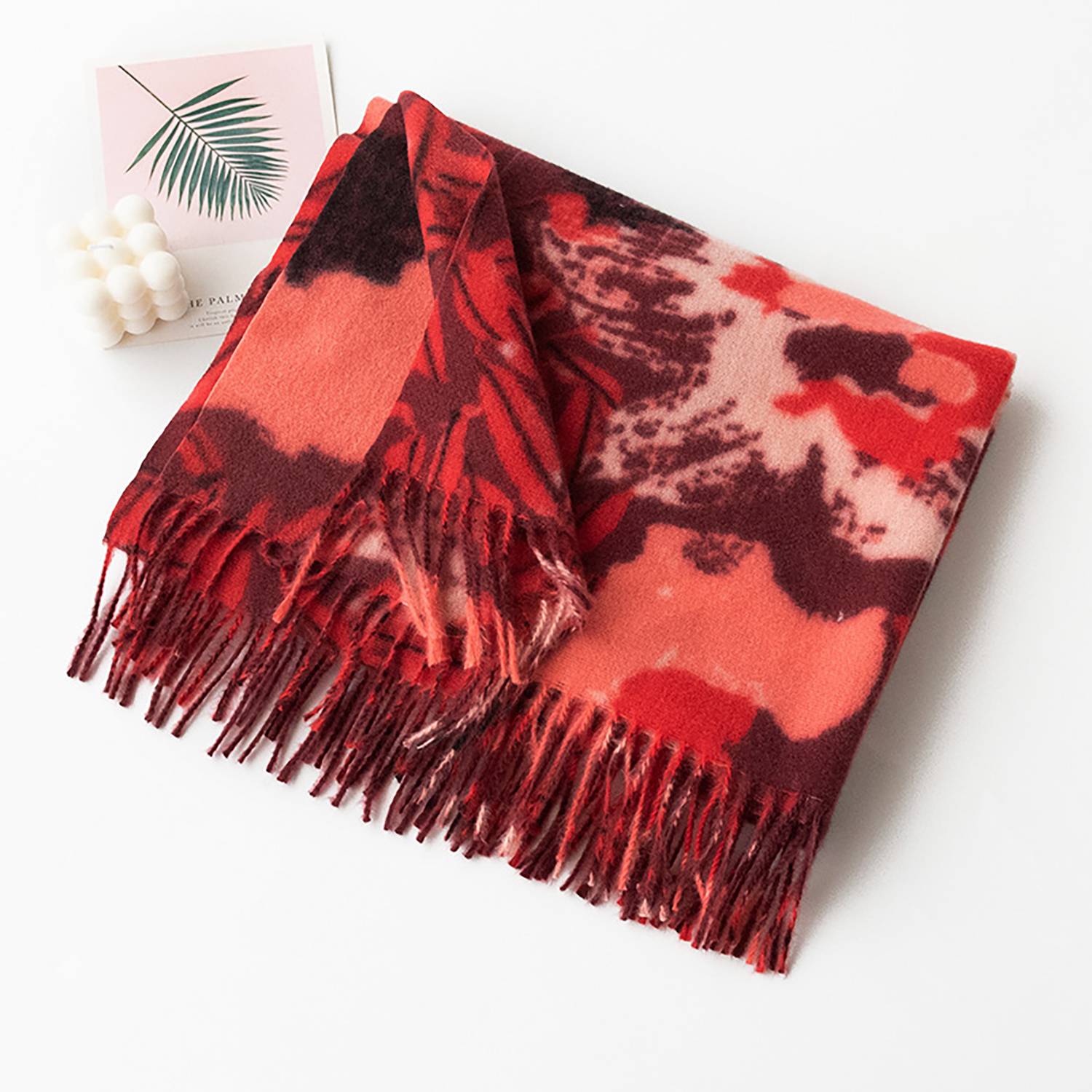 Women's Thickened Polyester Tie-Dye Scarf w/ Tassels 3