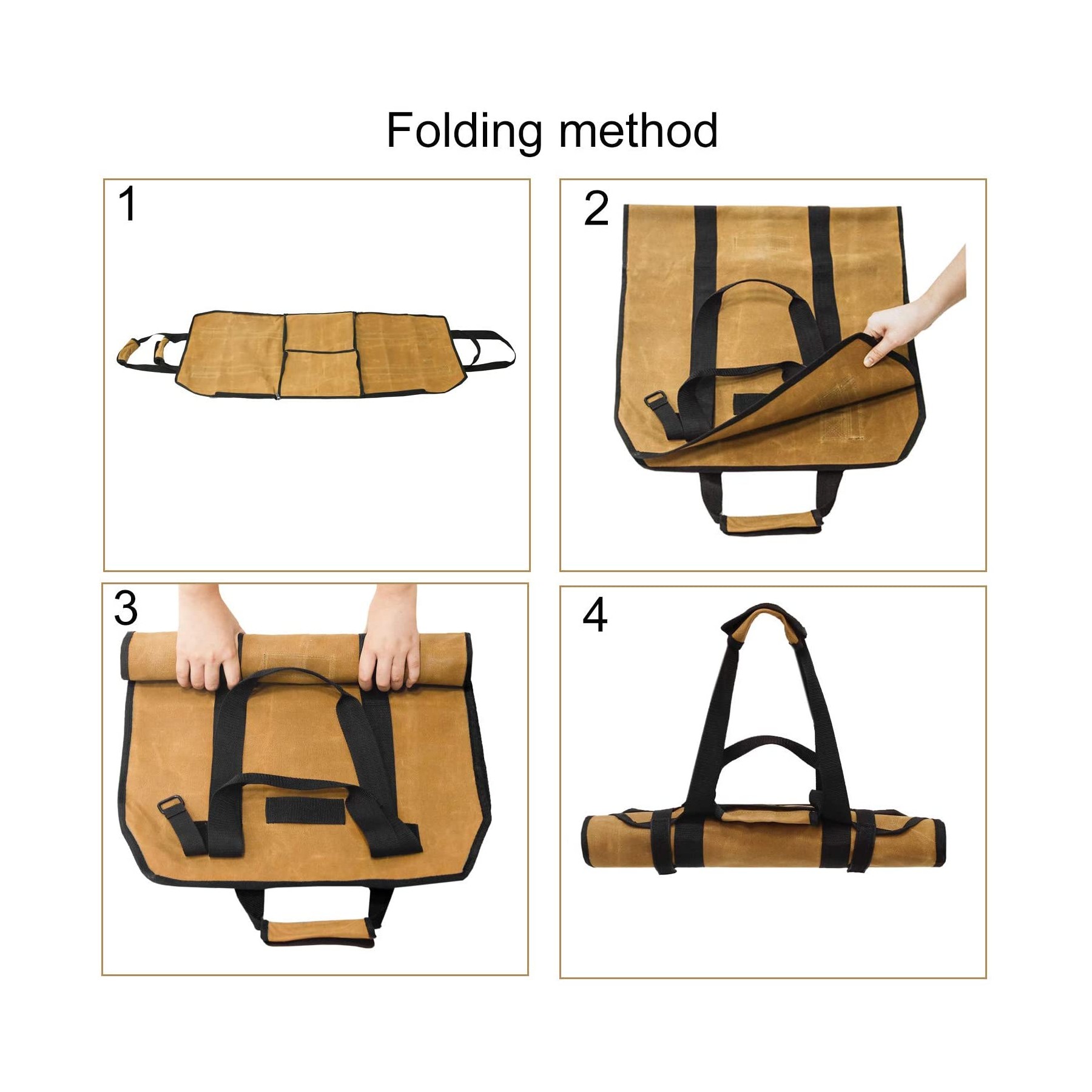 Double-purpose Waxed Canvas Firewood Wood Carrier Bag 3