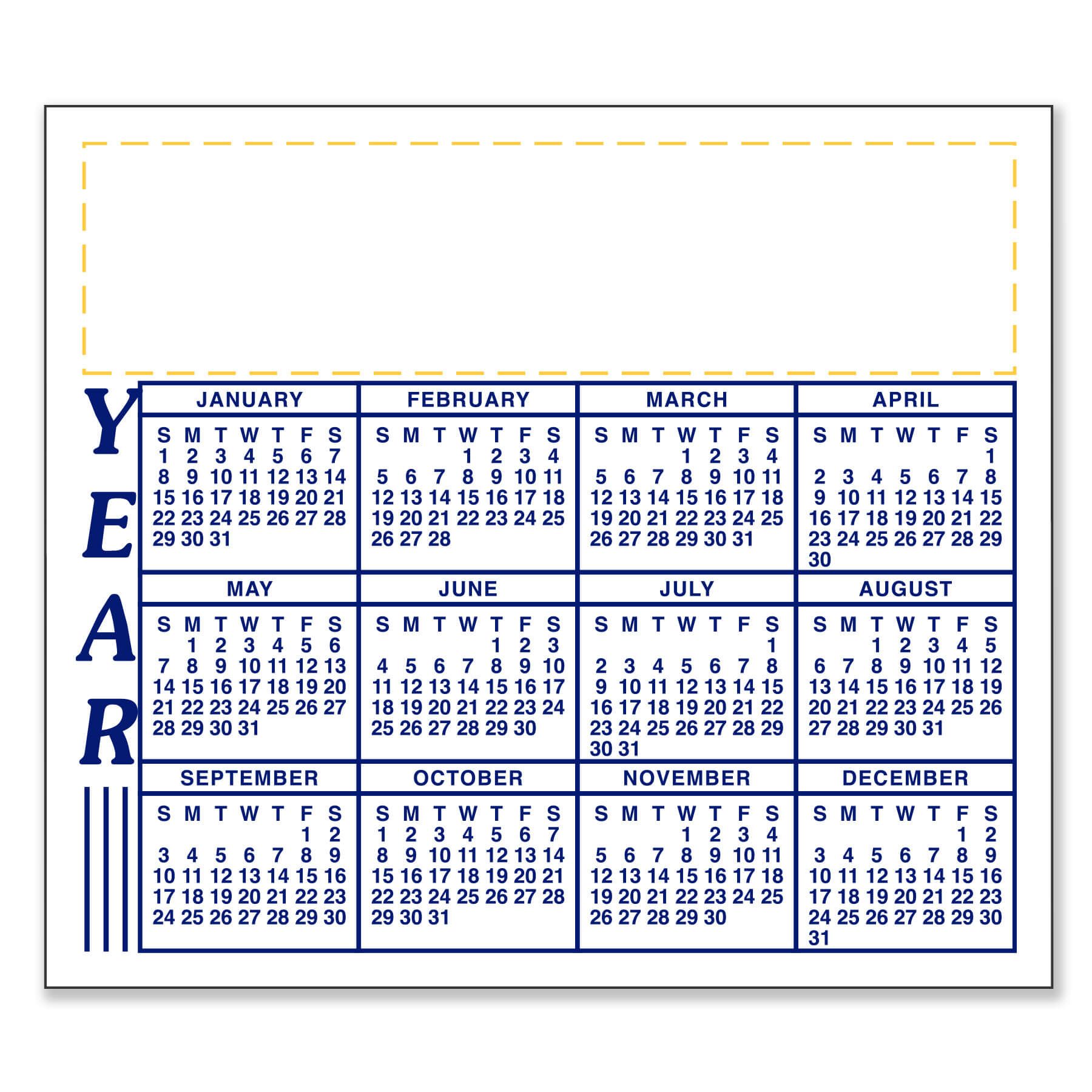 3.5" x 4" Small Magnetic Calendar 30 Mil 14