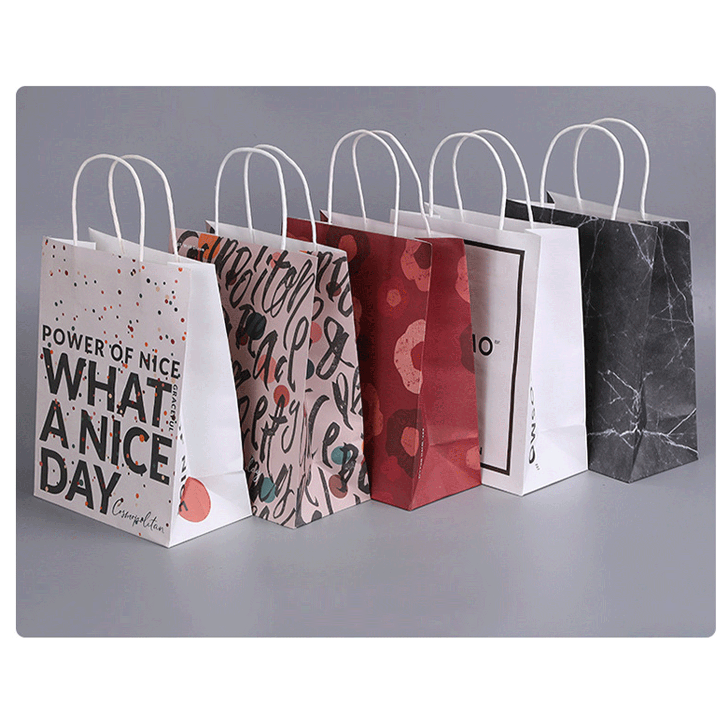 Foldable reusable rainbow colors kraft paper bag w/ Handle 16
