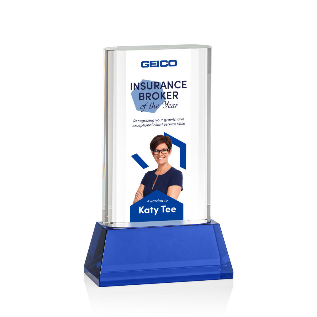 Merit VividPrint™ Award on Base - Blue 3