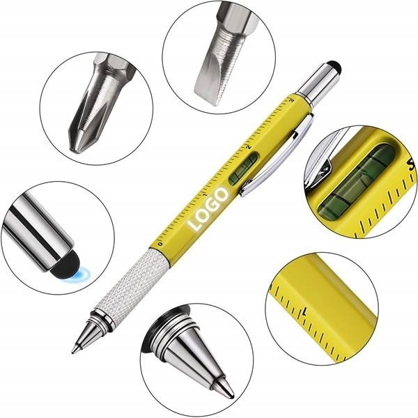 6-In-1 Multifunction Tool Ballpoint Pen Ruler, Spirit Level 1