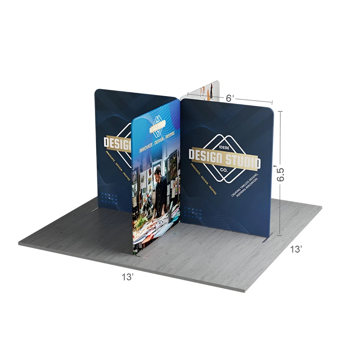 13ft Magnetic Modular Fabric Displays - Cross Island Shape 3
