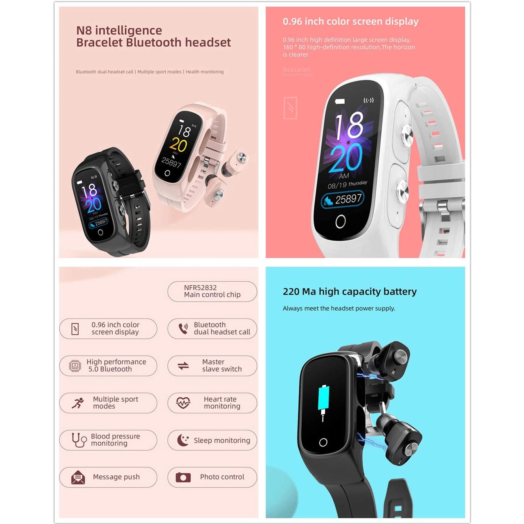 Bluetooth Headset Smart Watch Two-In-One 2