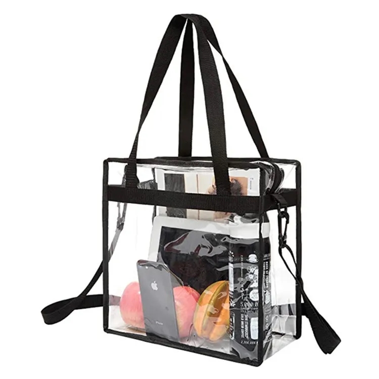 Zipper Closure Clear Tote Bag with Handles Shoulder Strap 4
