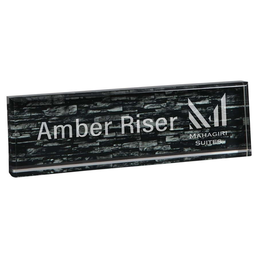 9.5" x 2.75" Grey Brick Acrylic Name Bar