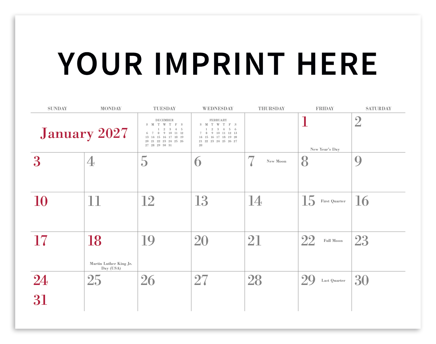 Triumph® Calendars Small Quantity Custom - Stapled Calendar 48