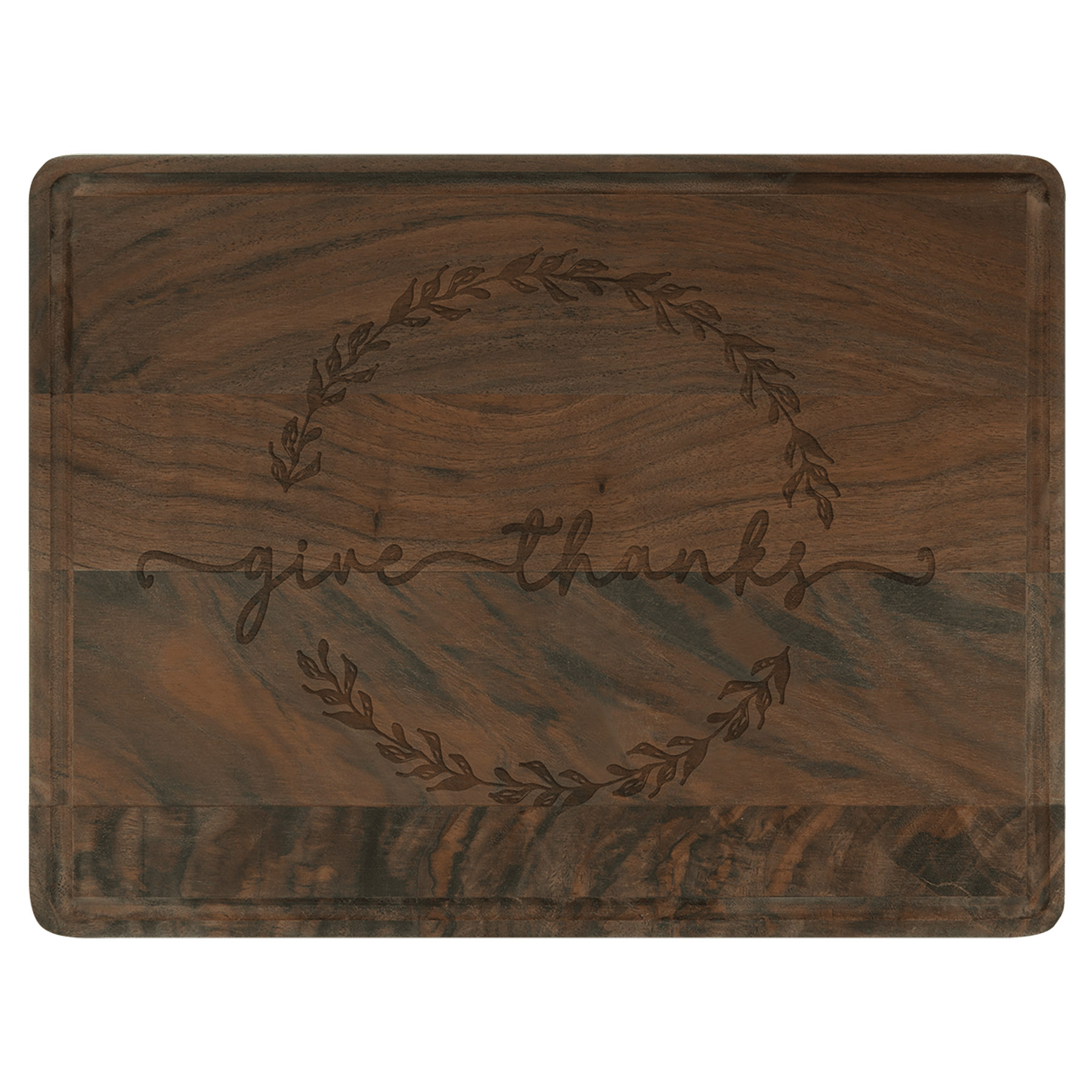 11 1/2" x 8 3/4" Walnut Cutting Board with Drip Ring 2