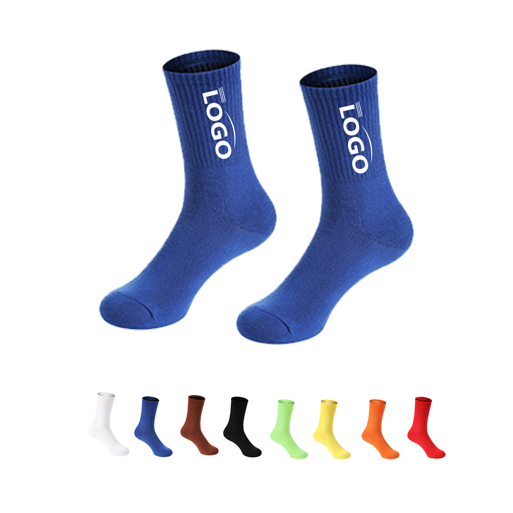 Solid-color Jacquard Knitted Cotton Socks 2
