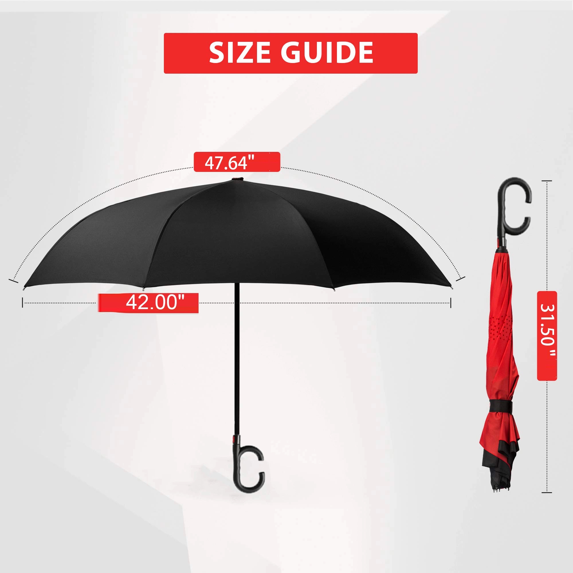 MOQ 30 Pcs 42 Inches Windproof  Inverted Umbrella 7