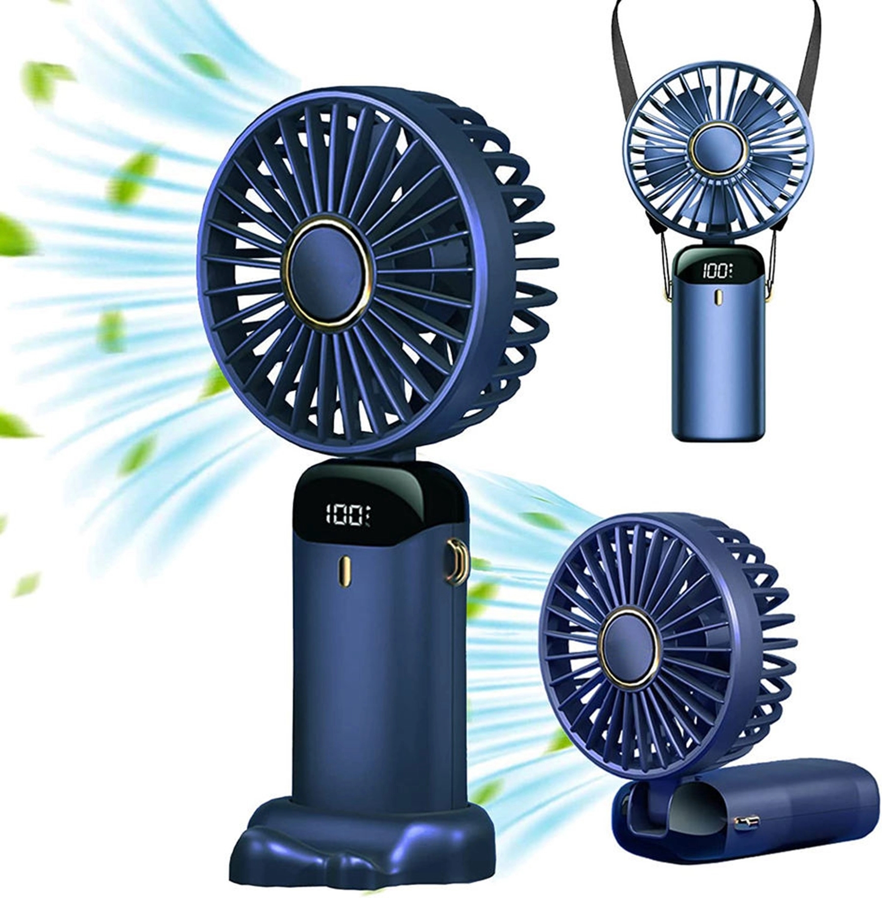 3000 mAh Digital Display Folding Handheld Fan 5