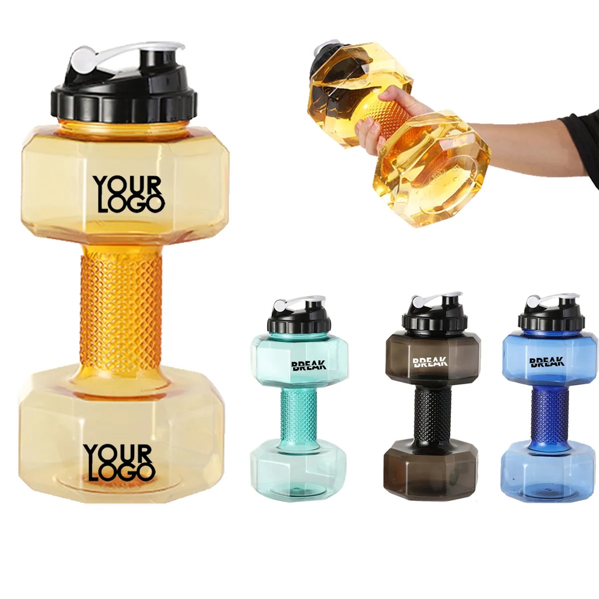 64oz. Half Gallon Dumbbell Shaped Plastic Gym Water Bottle 3