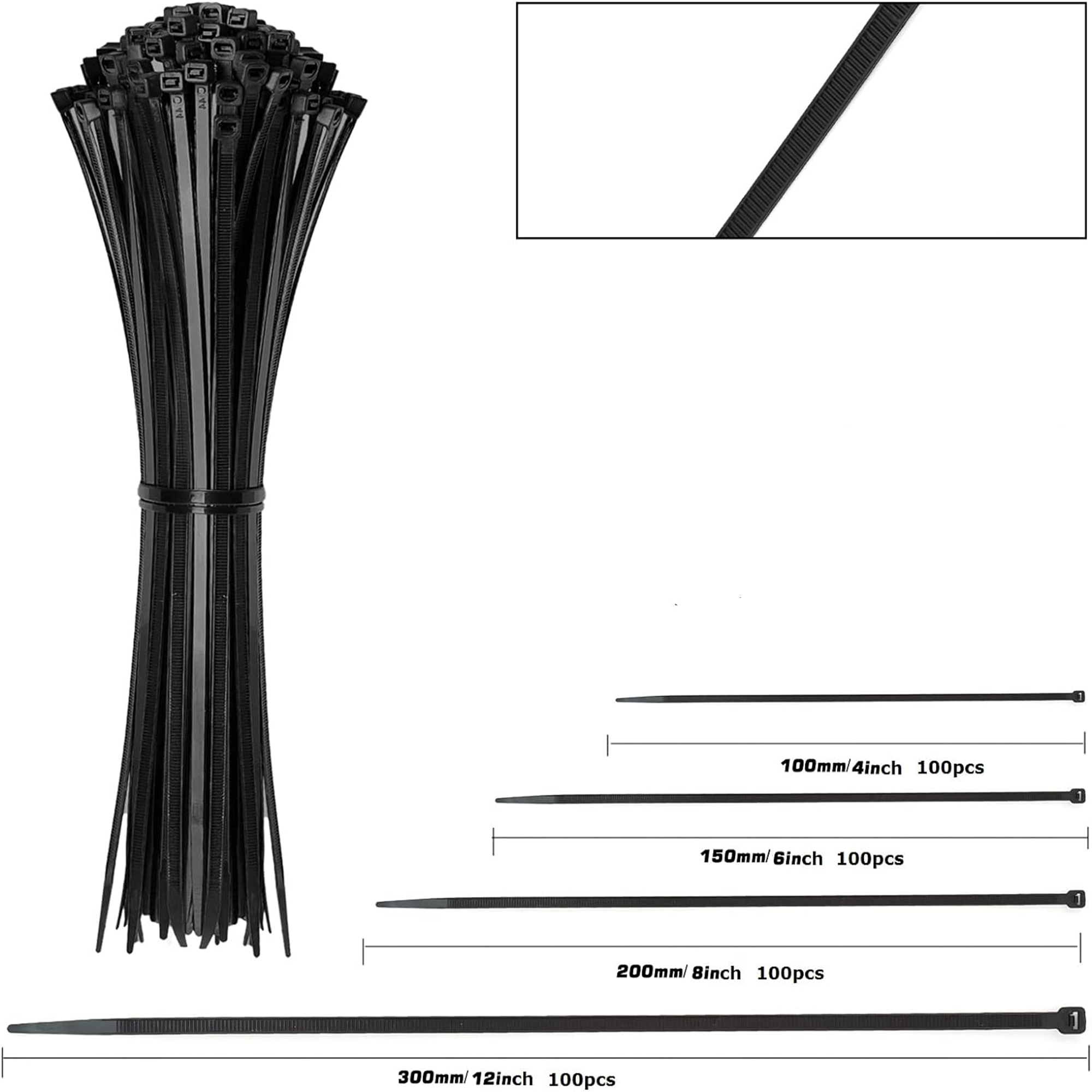 12 inch Self Locking Nylon Cable Zip Ties 2