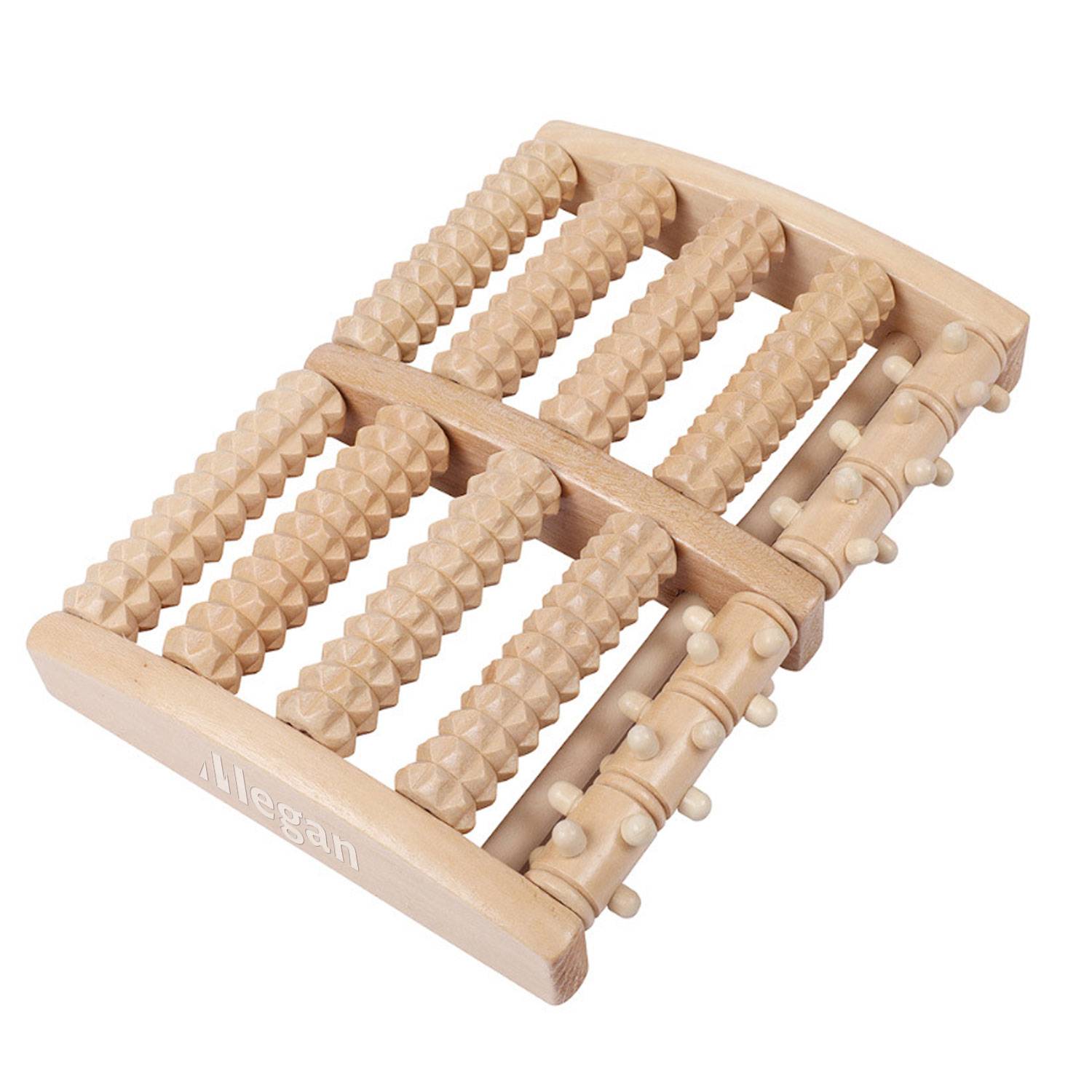Small Nail Five Row Wooden Foot Roller Massager 2