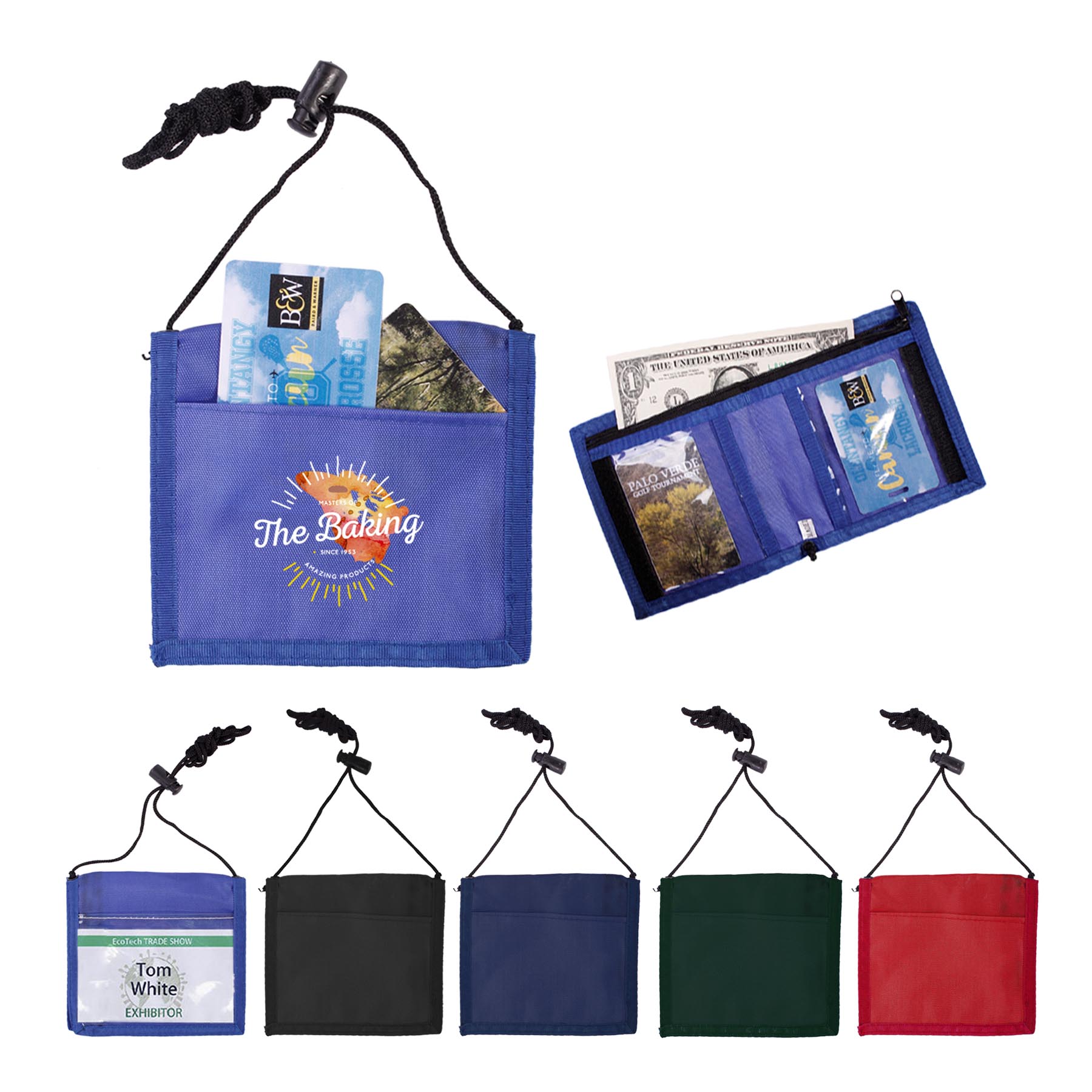 210D Nylon Bi-Fold Neck Wallet Badge Holders -Close out 2