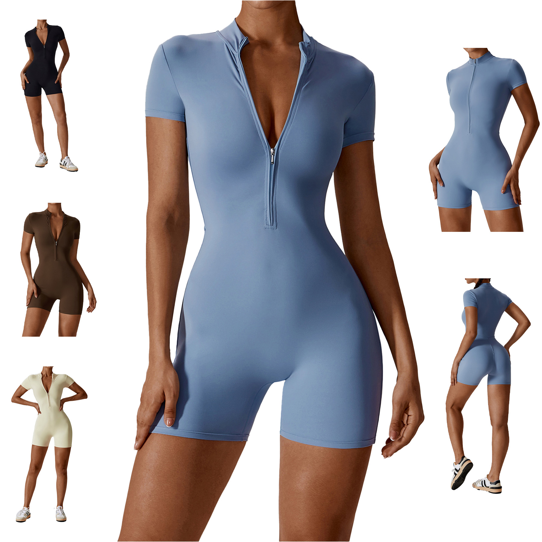 Stretch Tummy Control Yoga Workout Rompers 8