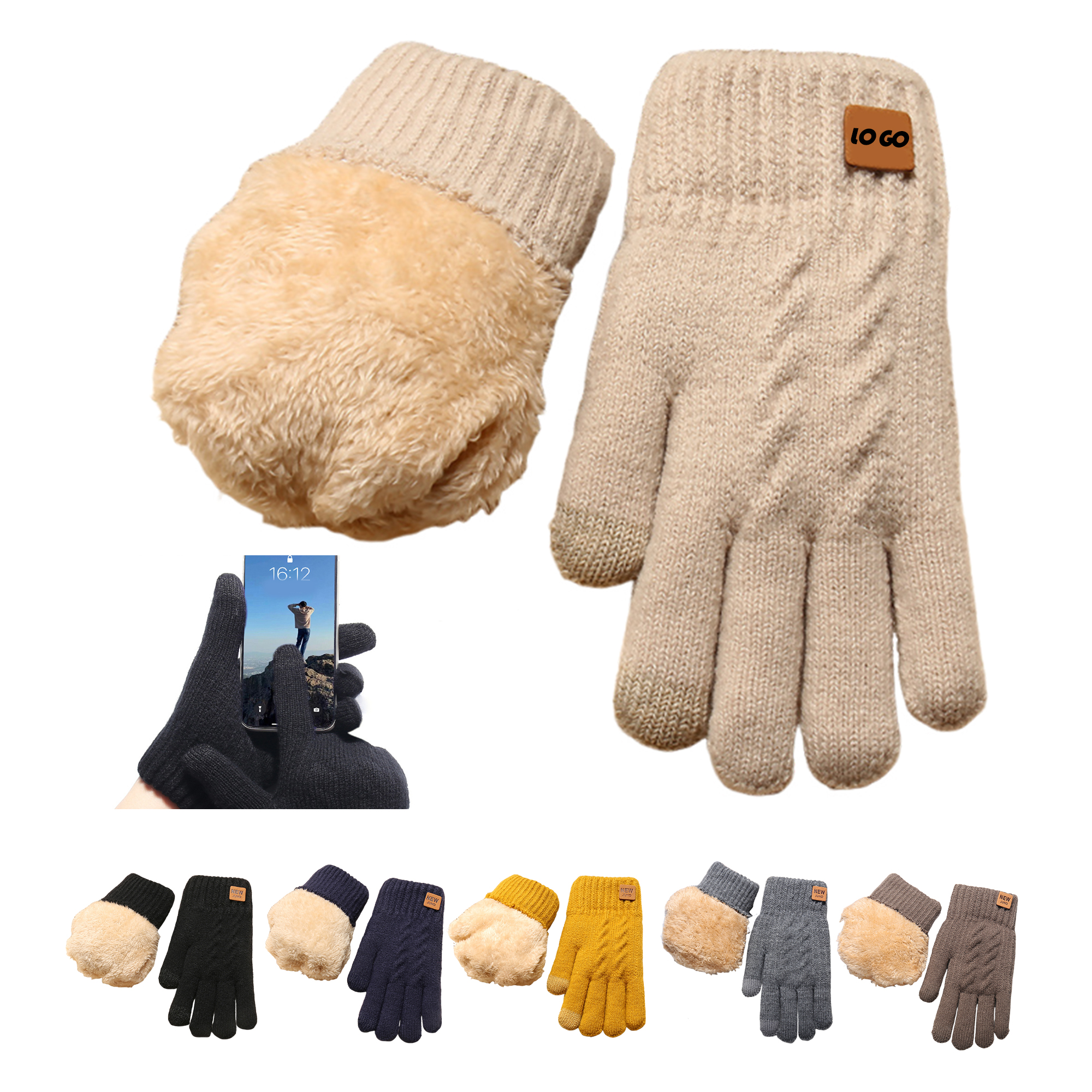 PlushLined Touchscreen Knit Gloves 2