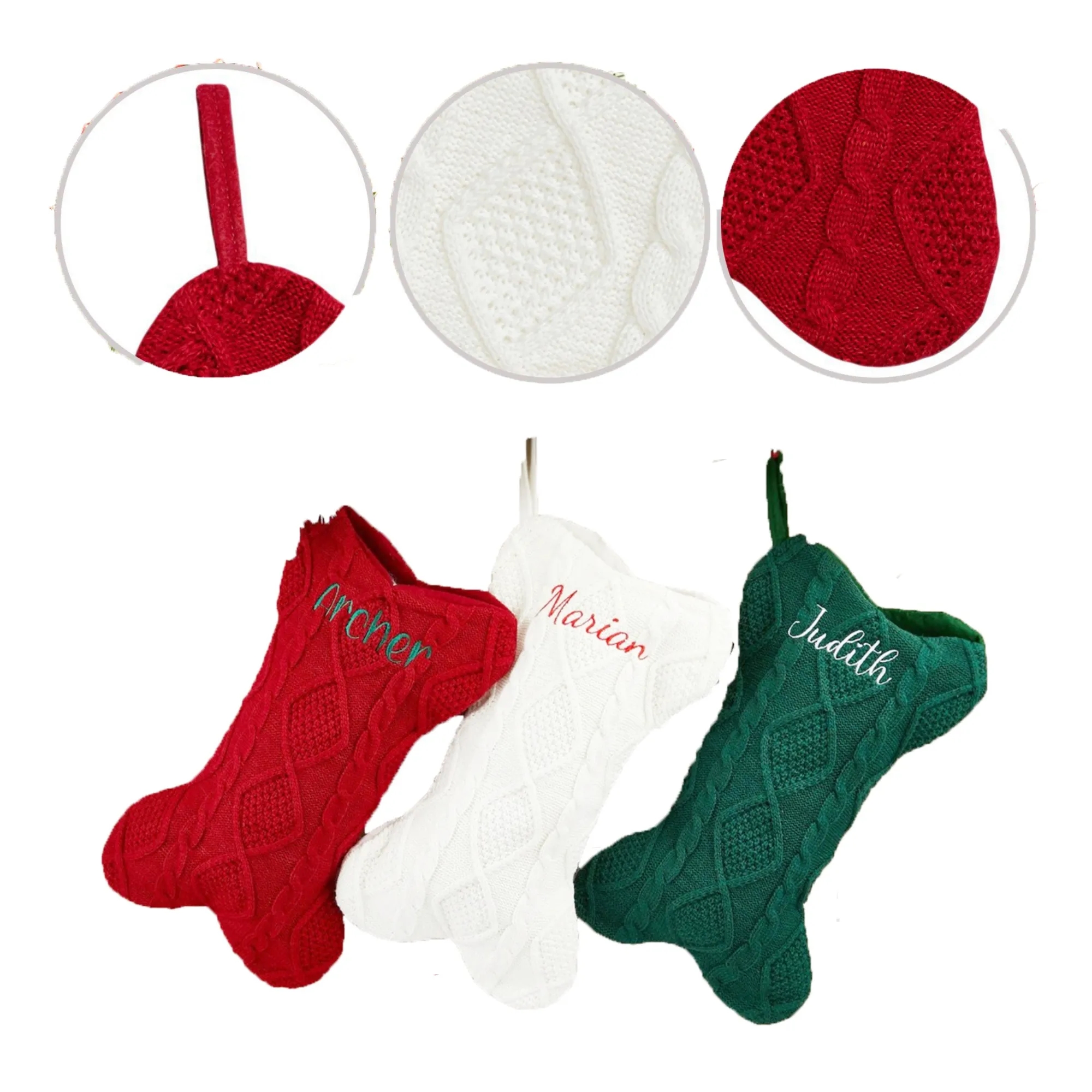 Customized Christmas Knitted Bone Christmas Socks Decoration