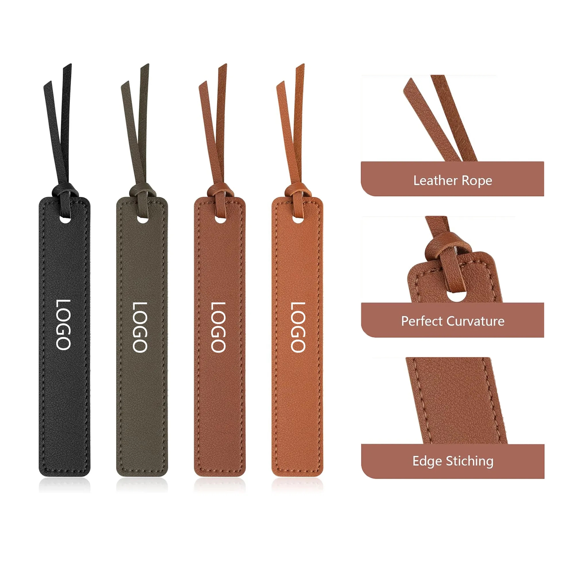 PU Leather Bookmark Classic Stitched Page Markers 3