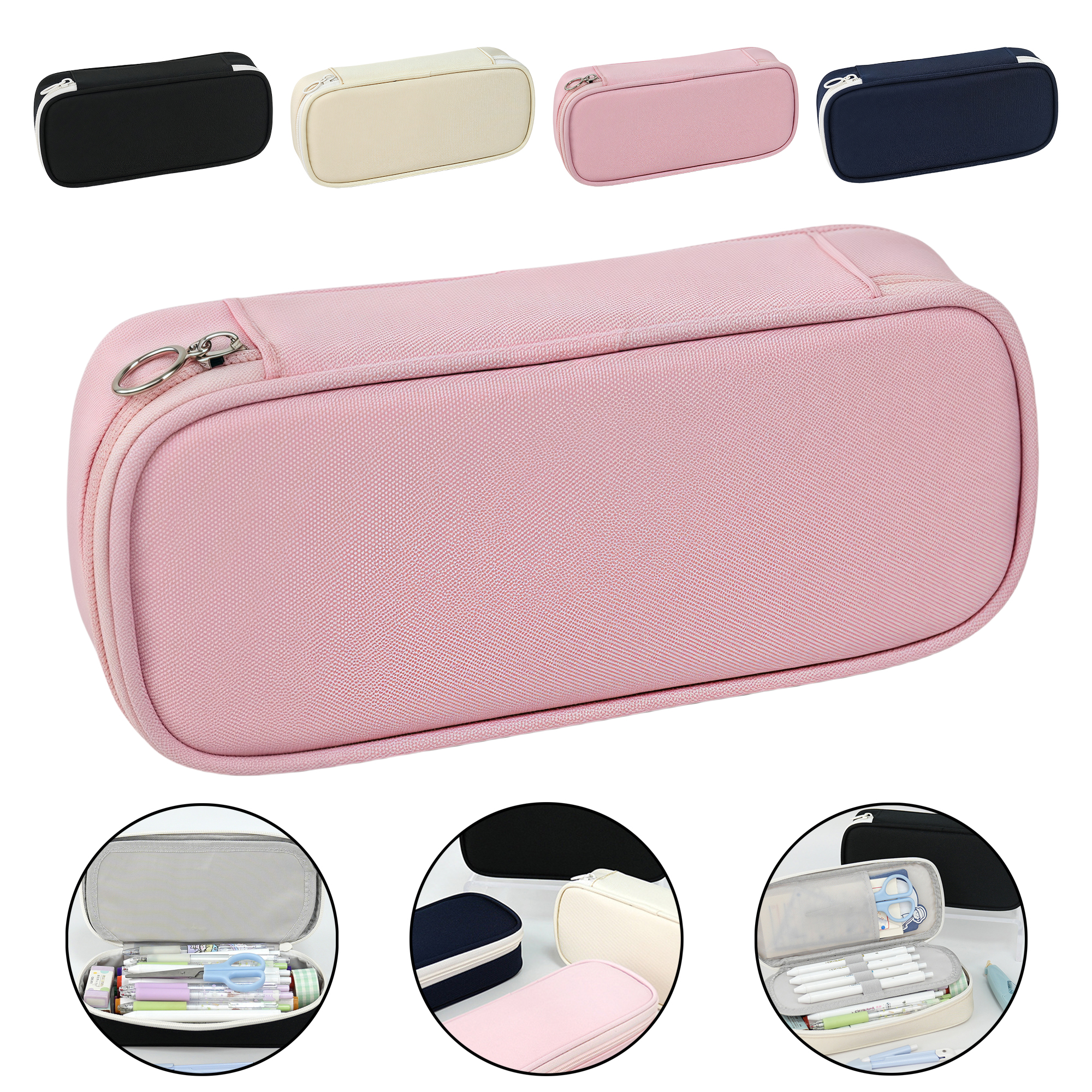 Minimalist Solid Color Oxford Fabric Pencil Case 5
