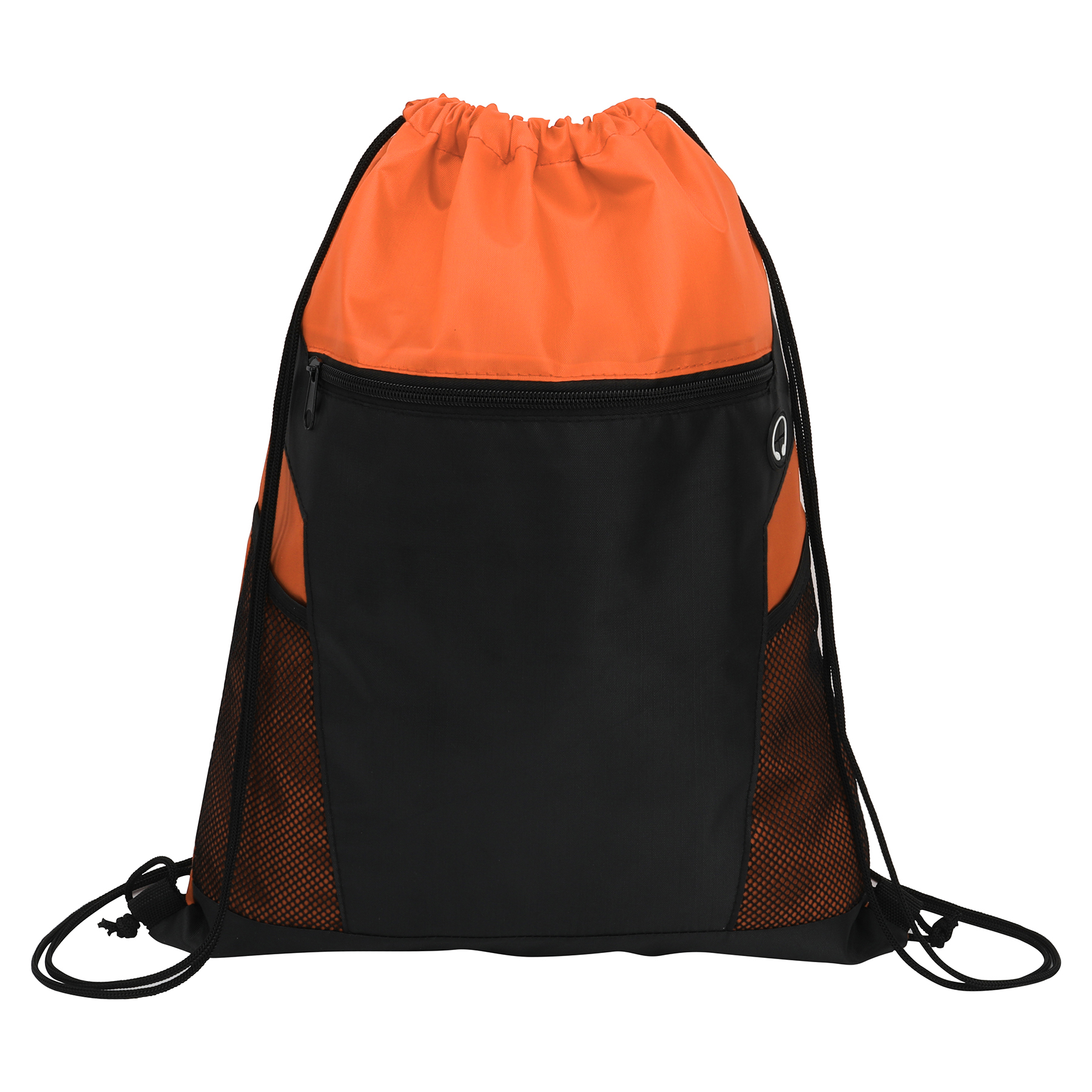 Zippered Drawstring Backpack With Mesh Pockets 1