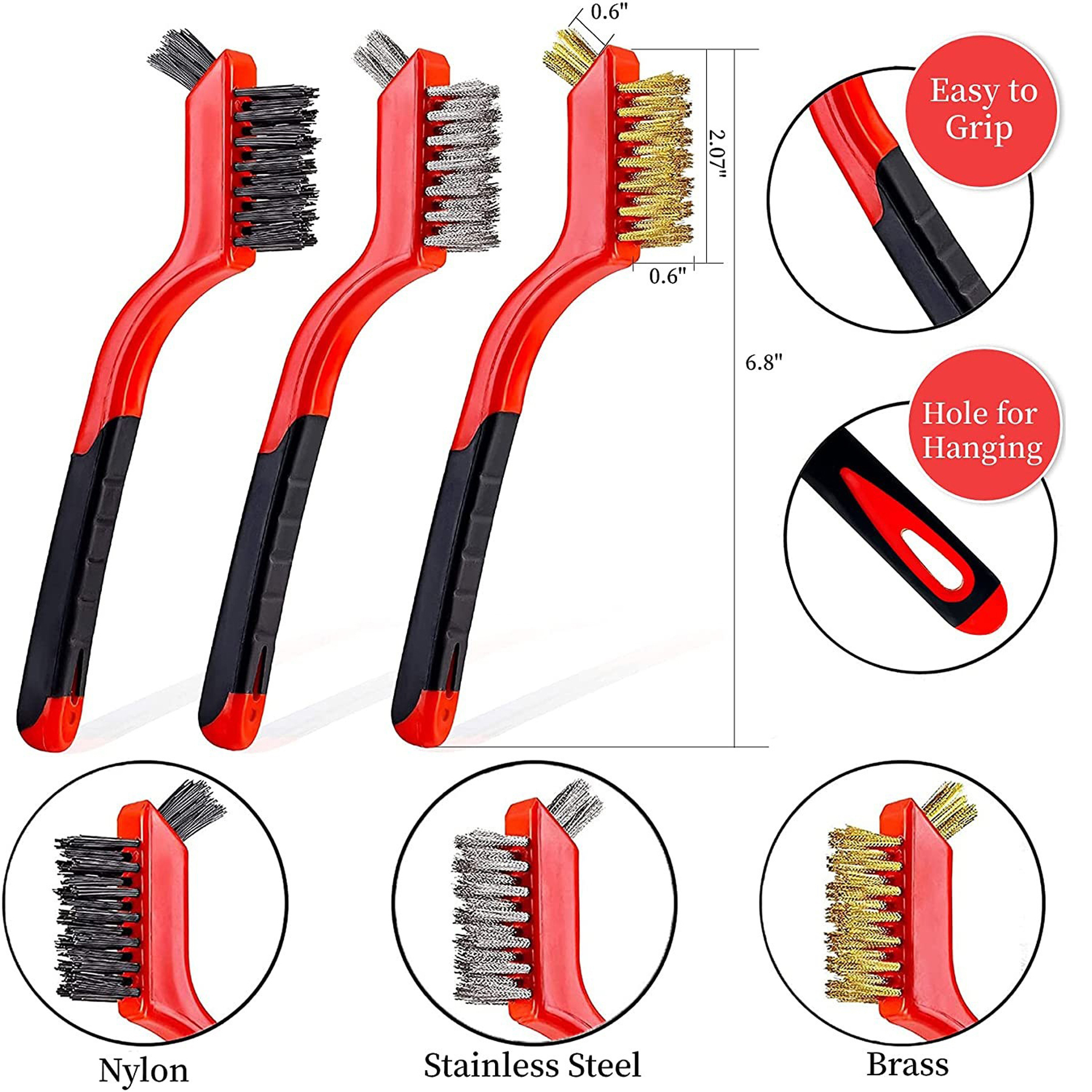 Heavy-Duty Wire Brush Set - 3 Pack for Deep Cleaning