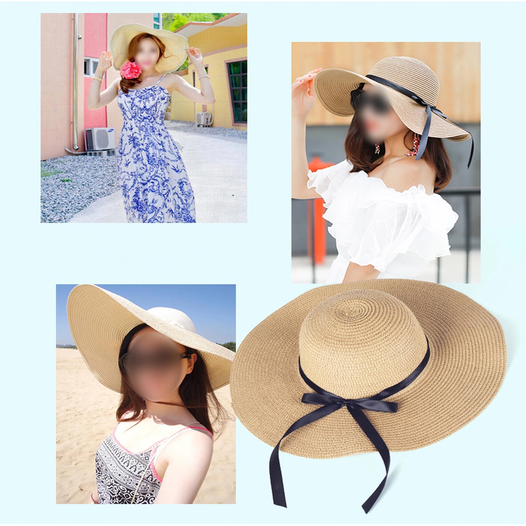 Bowknot Wide Brim Straw Hat 2