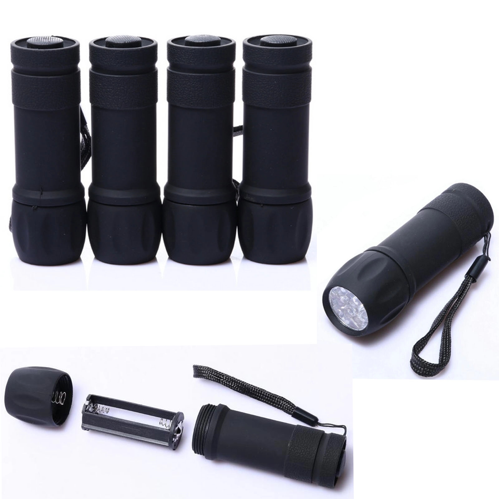 Mini Black Handheld Led Flashlight With Strap 2