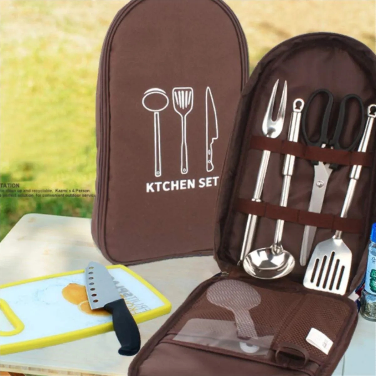 Portable Camping Kitchen Utensil Set With Zippered Case 6