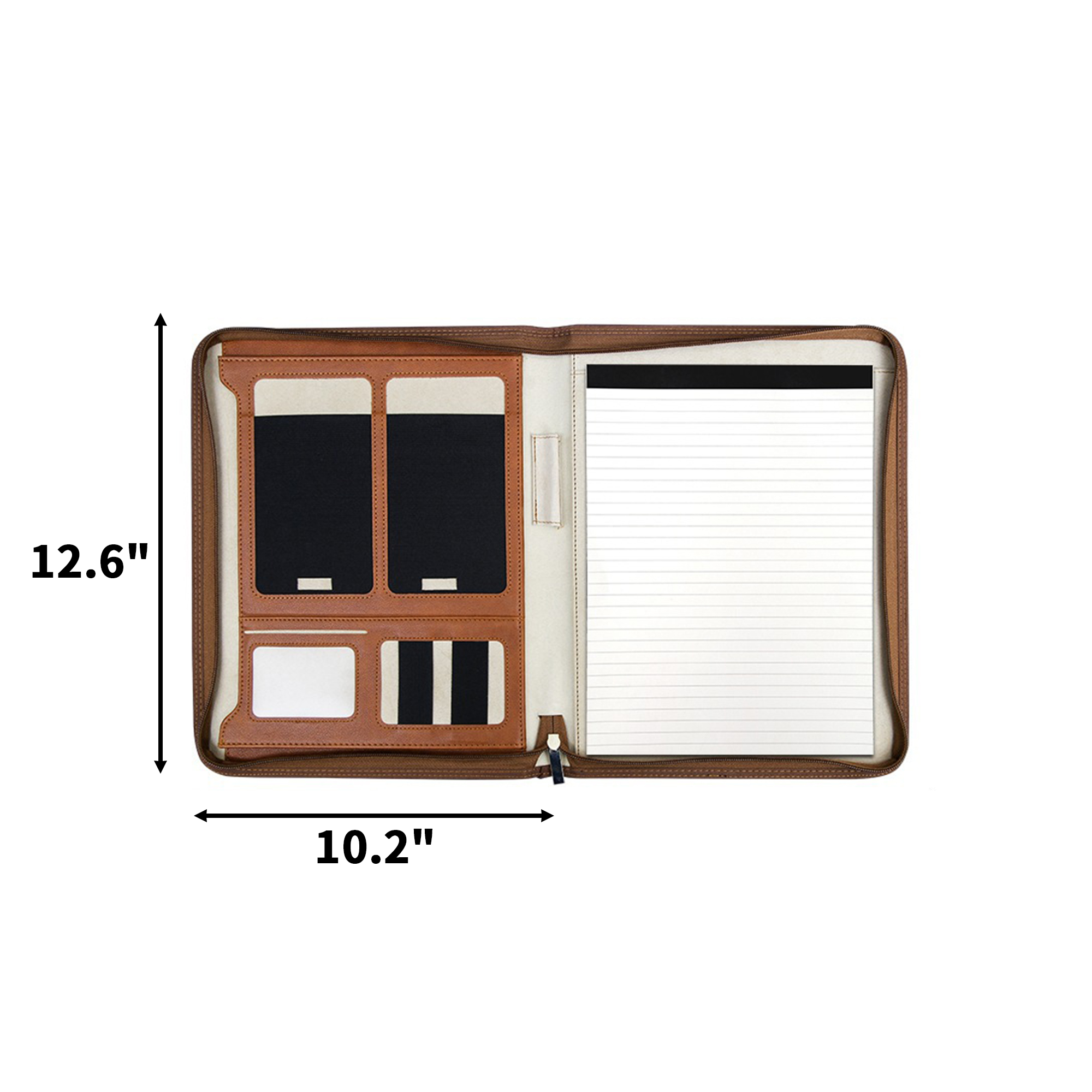 A4 Polyurethane Zipper Padfolio With Sticky Notes 3