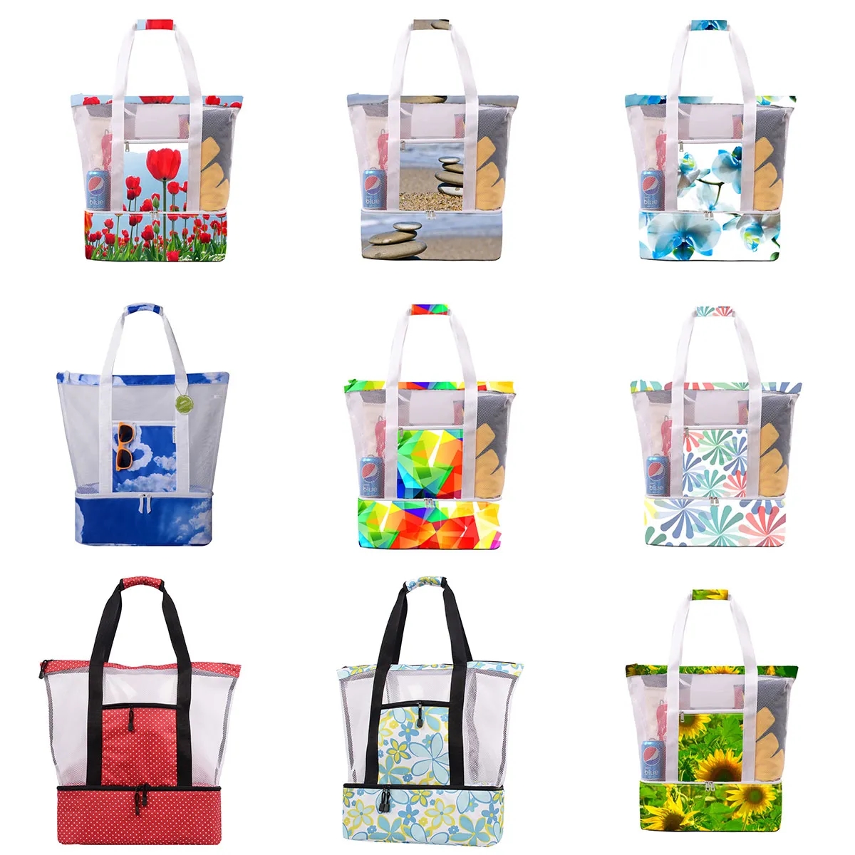 Mesh Beach Cooler Clear Tote Bag 7