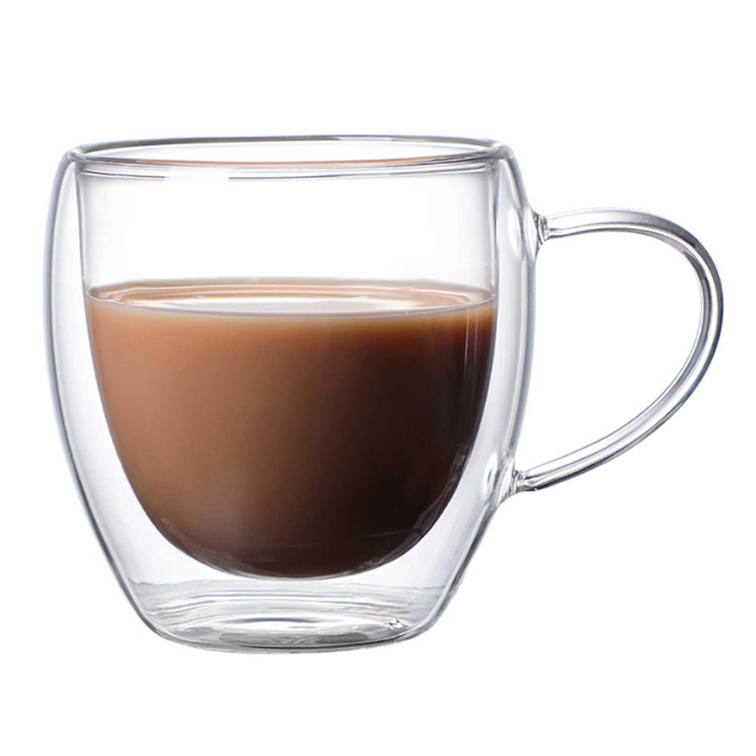 8.5oz Double Walled Coffee Glass Mug w/ Handle 2