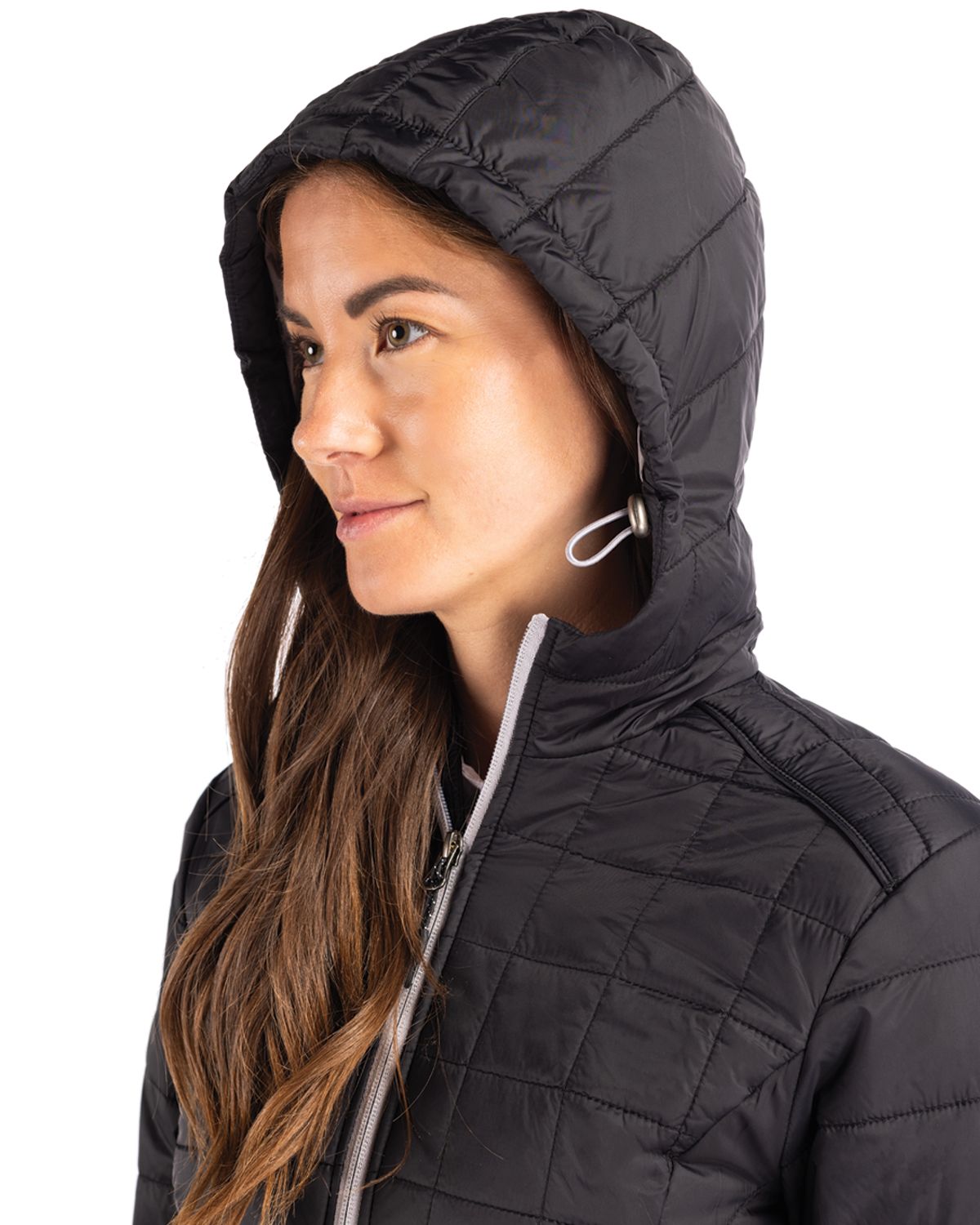 Cutter & Buck Rainier Recycled Insulated Puffer Womens Full Zip Hooded Long Coat 15