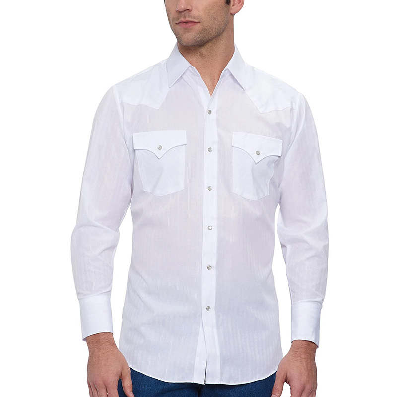 Long Sleeve Tone-on-Tone Western Wear Shirt 13