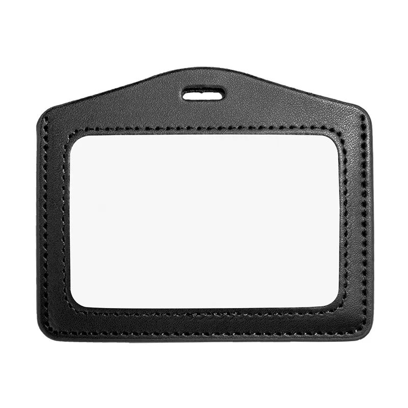 Genuine Leather Id Badge Holder With Retractable Lanyard 2