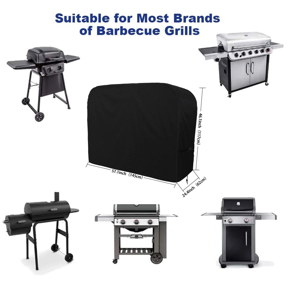 58 Inch 420D Double Layer Fabric Bbq Grill Cover 1