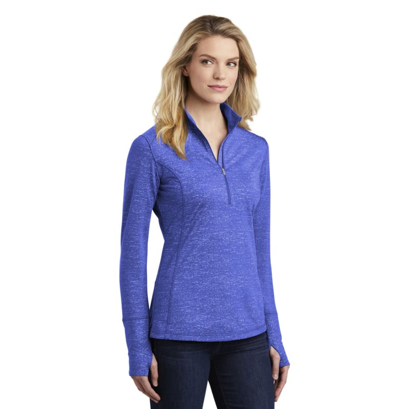 Sport-Tek Women's Sport-Wick Stretch Reflective Heather 1/2-Zip Pullover. 18