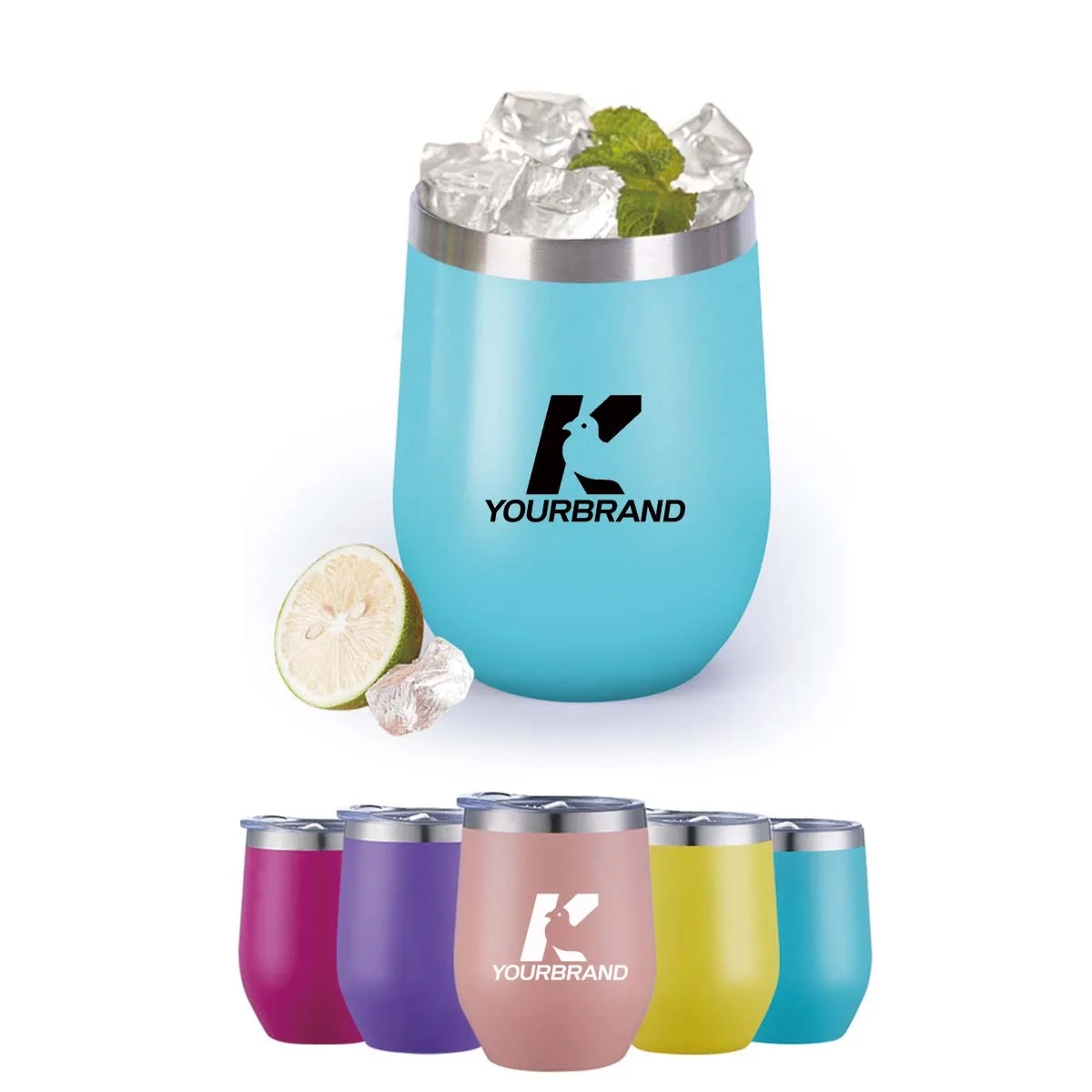12 oz Stainless Steel Double Wall Wine Tumbler with Lid 2