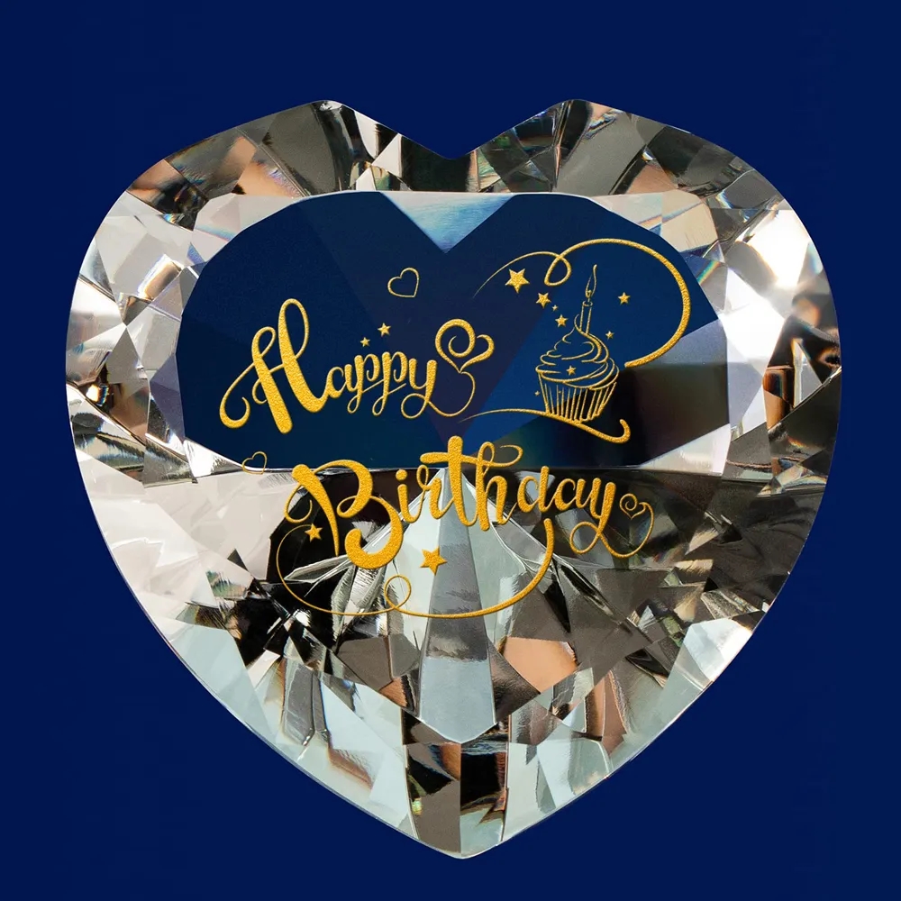 Engraved Crystal Heart Diamond Paperweight 2