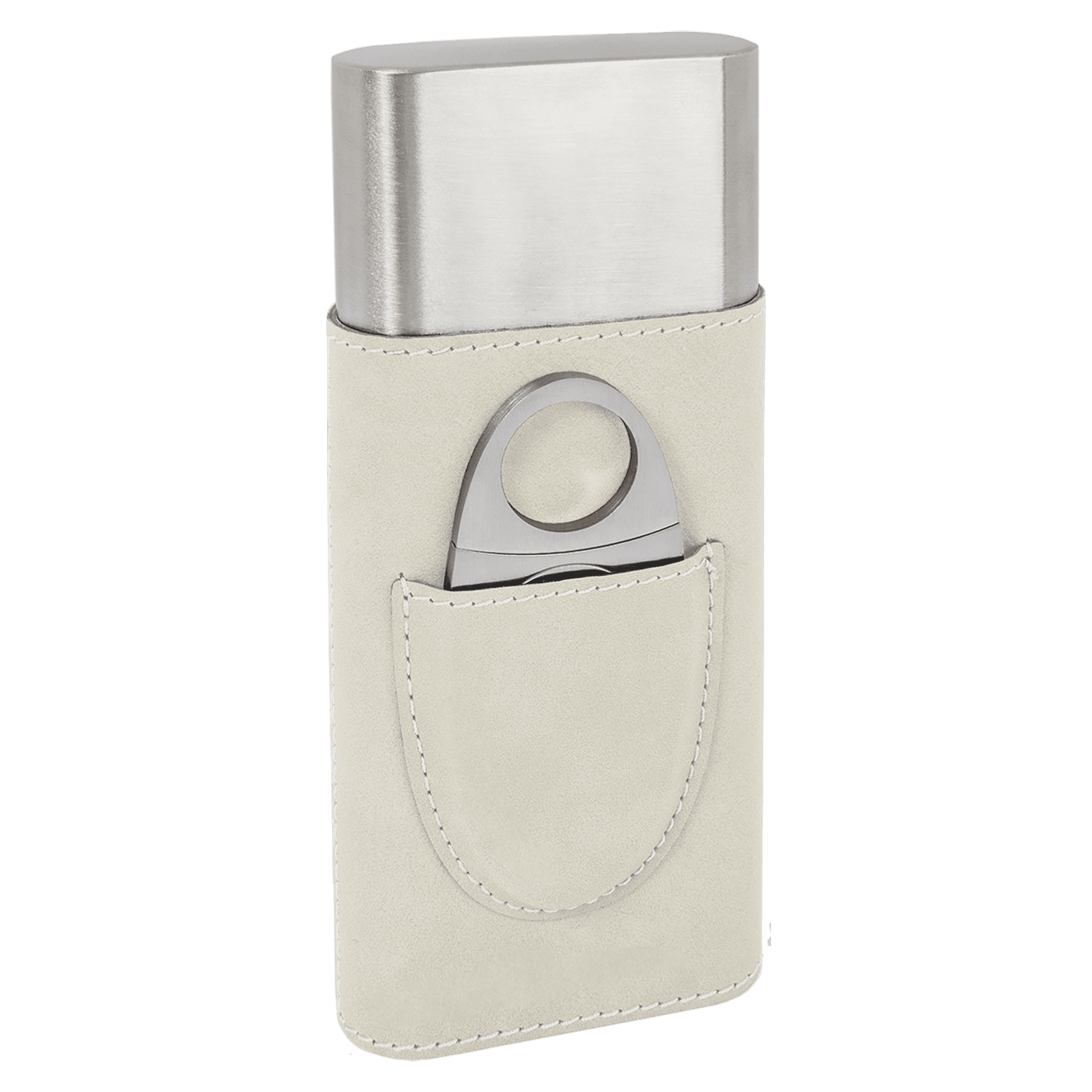 White Leatherette Cigar Case w/ Cutter 3