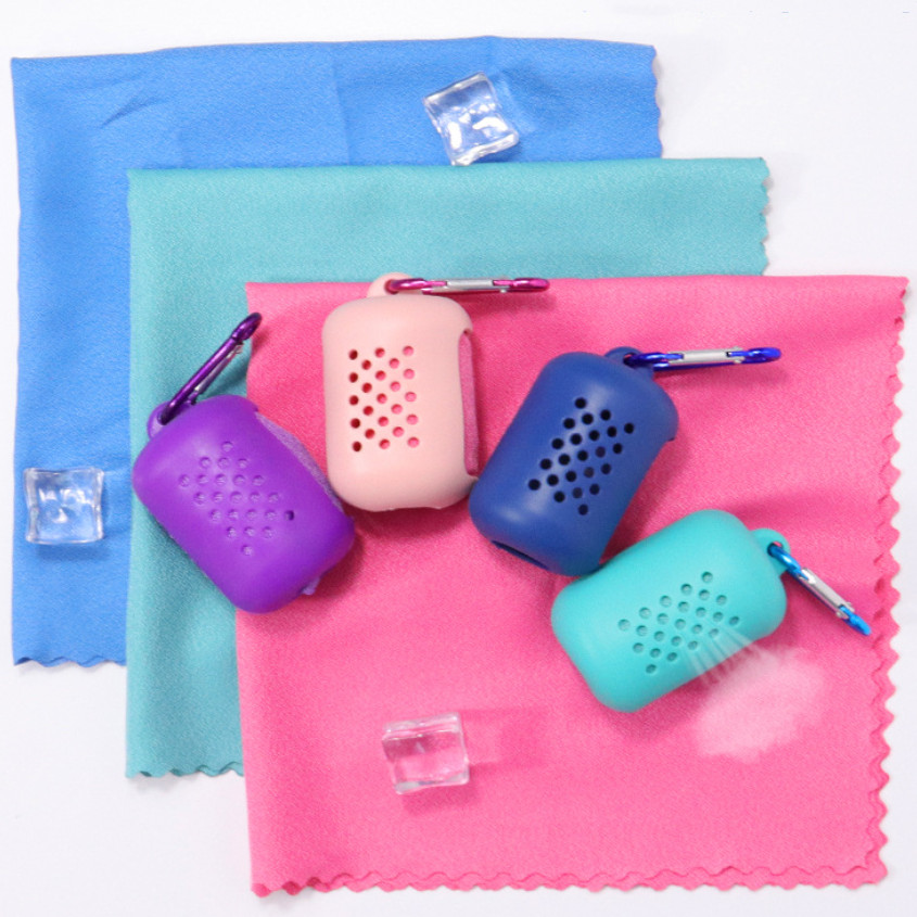 Silicone Case microfiber sports sweat instant cooling towel 3