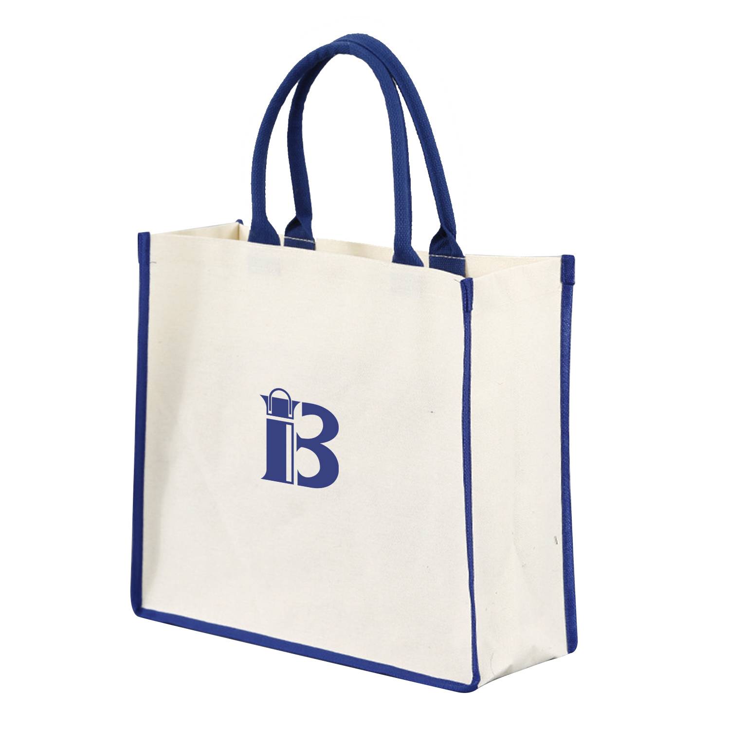 Canvas Tote Bag With Color Stripe, custom tote bag with logo imprint 1